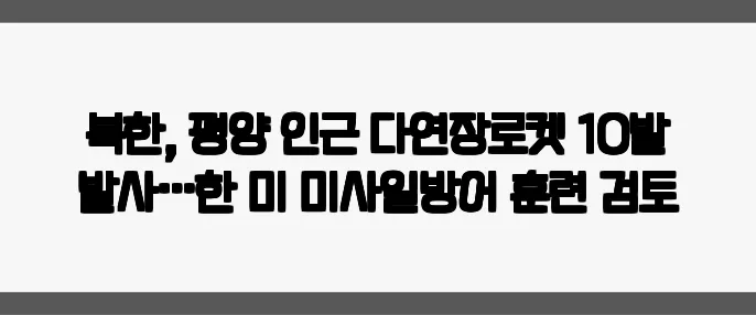 북한, 평양 인근 다연장로켓 10발 발사…한·미 미사일방어 훈련 검토