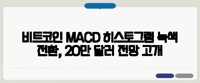 비트코인 MACD 히스토그램 녹색 전환, 20만 달러 전망 고개
