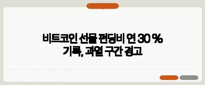 비트코인 선물 펀딩비 연 30 % 기록, 과열 구간 경고