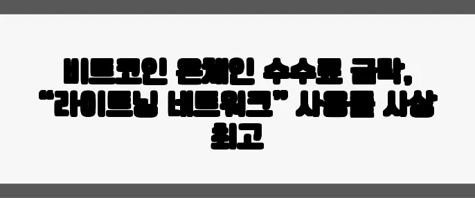 비트코인 온체인 수수료 급락, “라이트닝 네트워크” 사용률 사상 최고