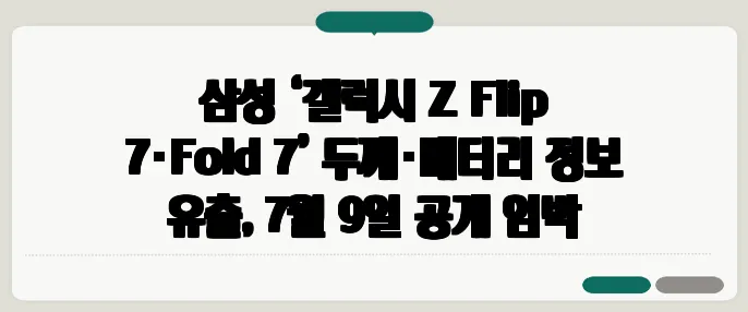삼성 ‘갤럭시 Z Flip 7·Fold 7’ 두께·배터리 정보 유출, 7월 9일 공개 임박