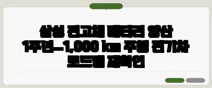 삼성 전고체 배터리 양산 1주년…1,000 km 주행 전기차 로드맵 재확인