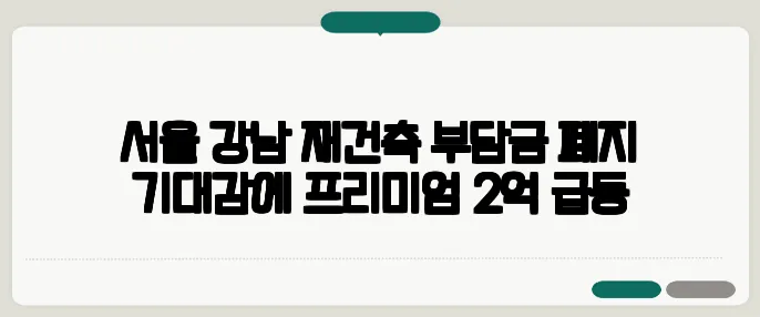 서울 강남 재건축 부담금 폐지 기대감에 프리미엄 2억 급등