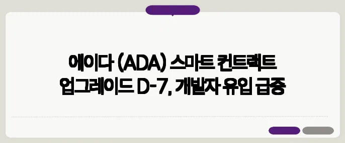 에이다 (ADA) 스마트 컨트랙트 업그레이드 D-7, 개발자 유입 급증
