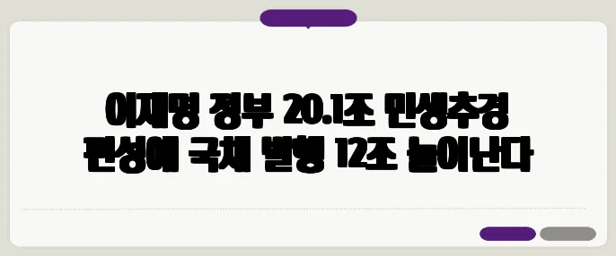 이재명 정부 20.1조 민생추경 편성에 국채 발행 12조 늘어난다