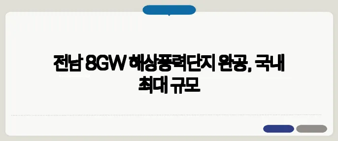 전남 8GW 해상풍력단지 완공, 국내 최대 규모