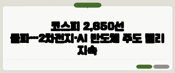 코스피 2,650선 돌파…2차전지·AI 반도체 주도 랠리 지속