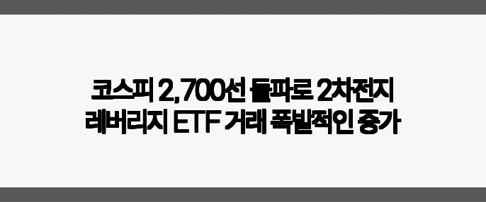 코스피 2,700선 돌파로 2차전지 레버리지 ETF 거래 폭발적인 증가