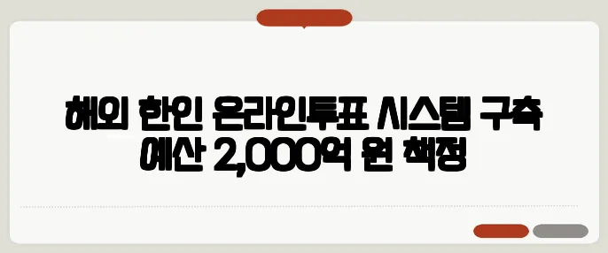 해외 한인 온라인투표 시스템 구축 예산 2,000억 원 책정