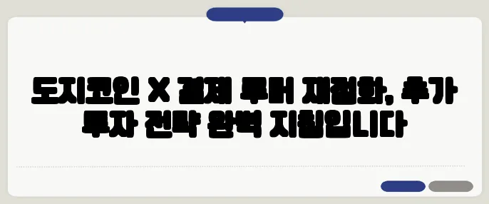 도지코인 X 결제 루머 재점화, 추가 투자 전략 완벽 지침입니다