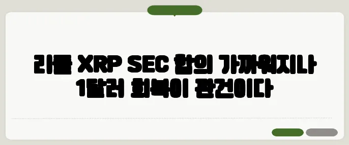 리플 XRP SEC 합의 가까워지나 1달러 회복이 관건이다