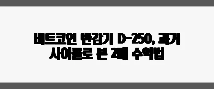 비트코인 반감기 D-250, 과거 사이클로 본 2배 수익법