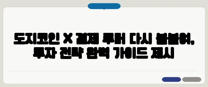 도지코인 X 결제 루머 다시 불붙여, 투자 전략 완벽 가이드 제시