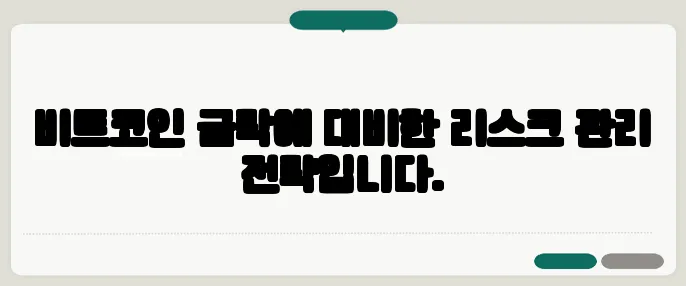 비트코인 급락에 대비한 리스크 관리 전략입니다.